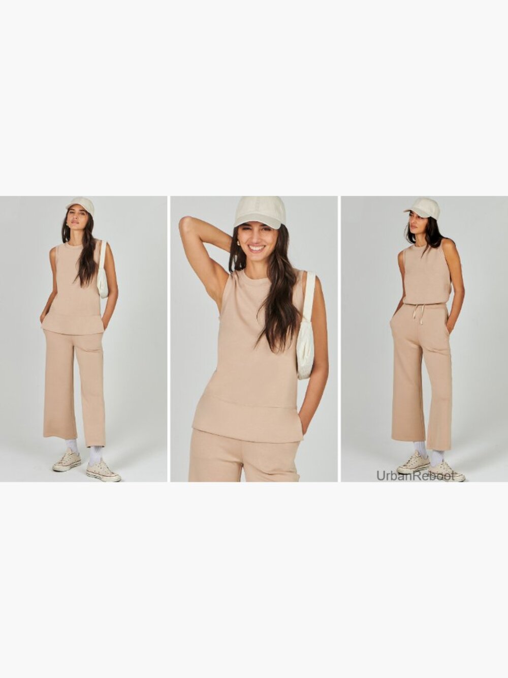 White 2 Piece Outfits Summer Tank Top Wide Leg Pants Lounge Set - Picture 7 of 7